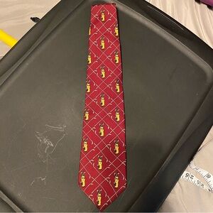 Vintage Spencer&Lowe 100 o/o Silk Tie Burgundy with Golfing Bag